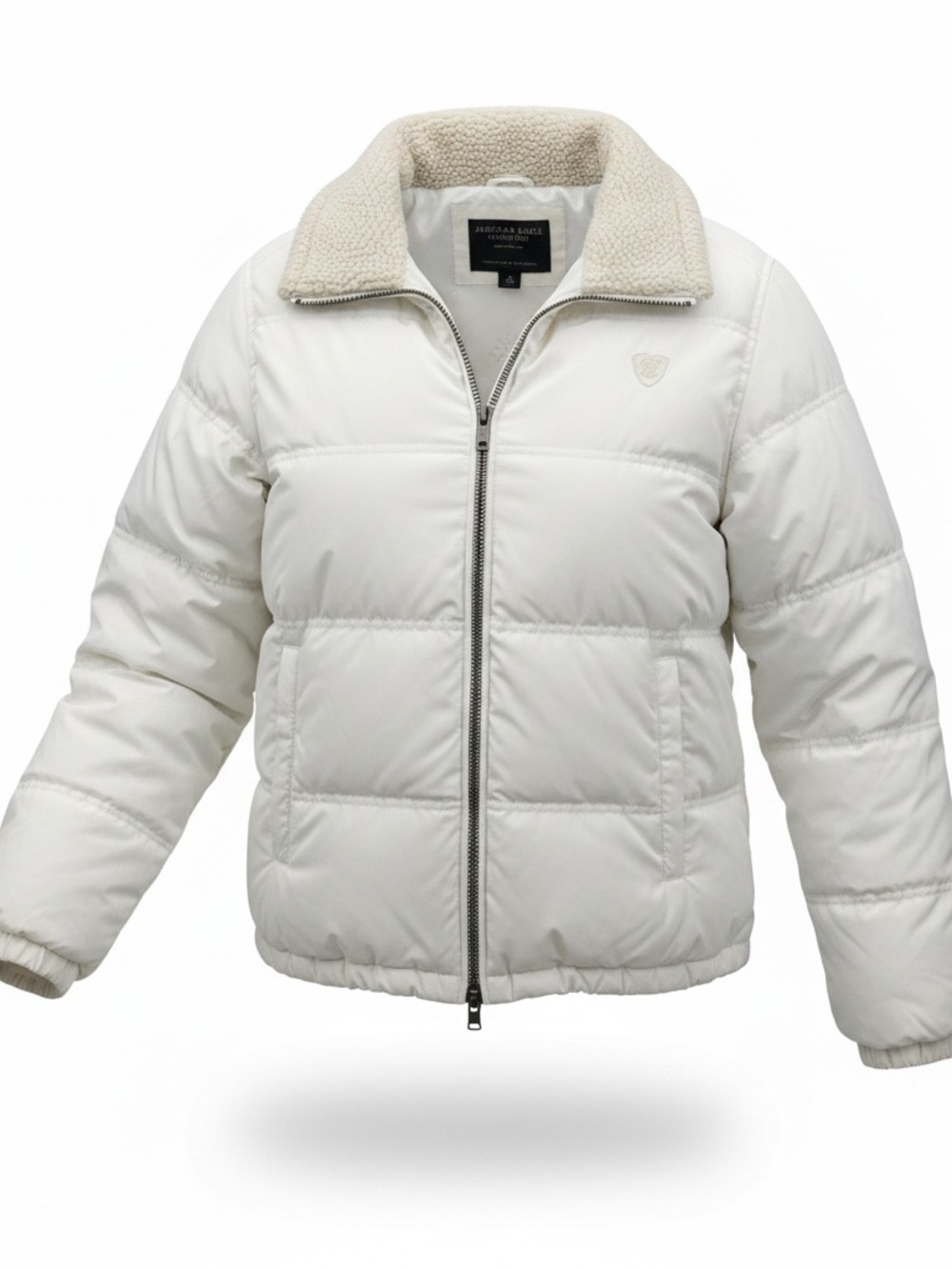 American Eagle Outfitters Off-White Sherpa Collar Puffer Jacket